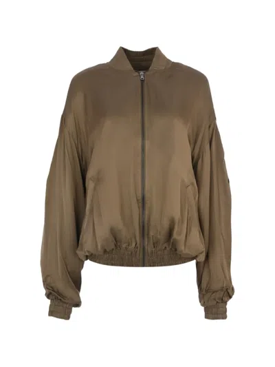 A Paper Kid Floral-appliqué Bomber Jacket In Brown