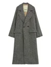 A Paper Kid Herringbone Double-breasted Coat In Gray