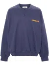 A Paper Kid Brushed Cotton Crew-neck Sweatshirt With Maxi Back Print In Blue