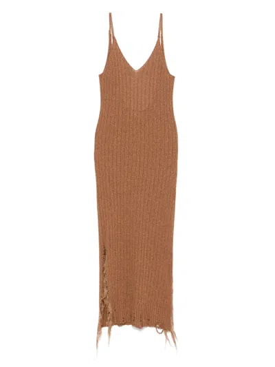 A Paper Kid Knitted Maxi Dress In Brown