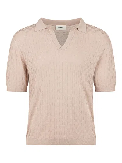 A Paper Kid Knitted Polo Shirt In Neutral