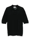 A Paper Kid Fine-knit Polo Shirt In Black