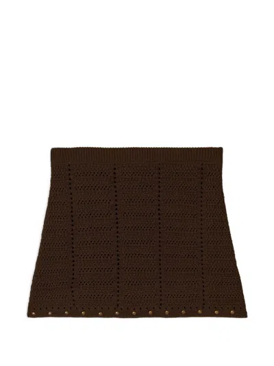 A Paper Kid Knitted Studded Mini Skirt In Brown