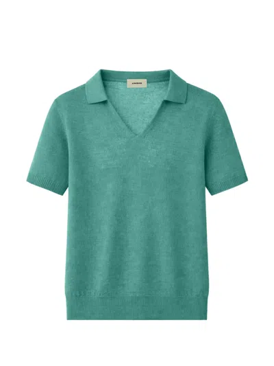 A Paper Kid Knitted V-neck T-shirt In Green