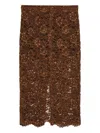 A Paper Kid Lace Slit Midi Skirt In Brown