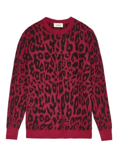 A Paper Kid Leopard Crewneck Knitwear In Red