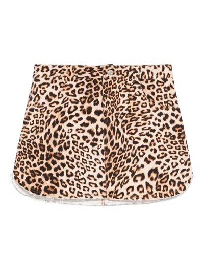 A Paper Kid Leopard-print Mini Skirt In 褐色