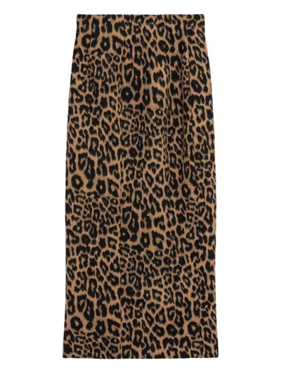A Paper Kid Leopard-print Skirt In Brown