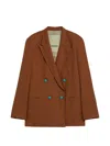 A Paper Kid 리넨 더블 브레스티드 블레이저 In Brown