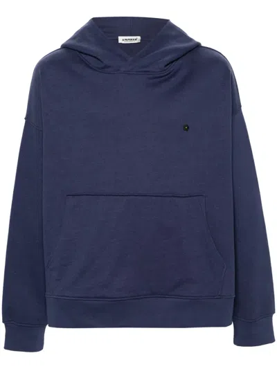A Paper Kid Logo-plaque Cotton Hoodie In Blue
