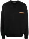 A Paper Kid Brushed Cotton Crew-neck Sweatshirt With Printed Logo In Black