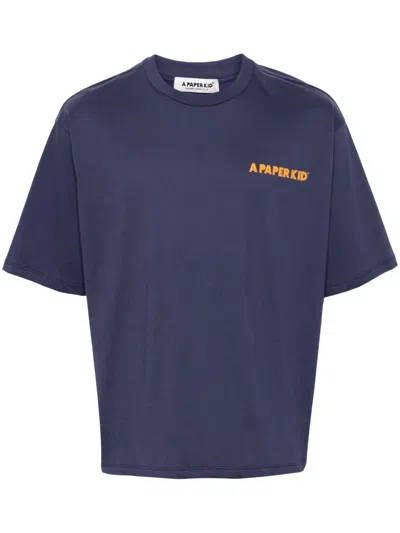 A Paper Kid Logo-print Cotton T-shirt In Blue