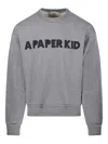 A Paper Kid Printed Crew Neck Long Sleeve Sweatshirt In Blue