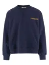 A Paper Kid Brushed Cotton Crew-neck Sweatshirt With Maxi Back Print In Blue