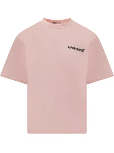 A Paper Kid Logo Print T-shirt In Pink