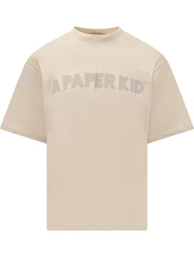 A Paper Kid Logo Print T-shirt In Sabbia/sand