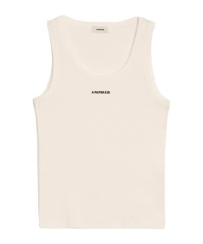 A Paper Kid Logo-print Tank Top In Crema