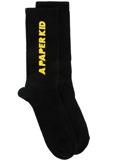 A Paper Kid Socks In Black Cotton In Black  