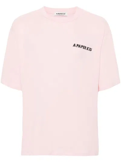 A Paper Kid Logo-print Cotton T-shirt In Rosa