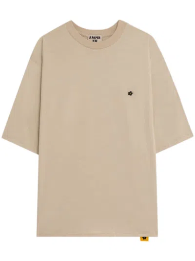 A Paper Kid Logo T-shirt In Neutrals