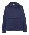 A Paper Kid Logo-plaque Cotton Hoodie In Blue