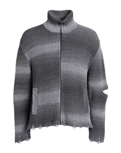 A Paper Kid Man Cardigan Charcoal Size M Cotton, Polyester In Grey