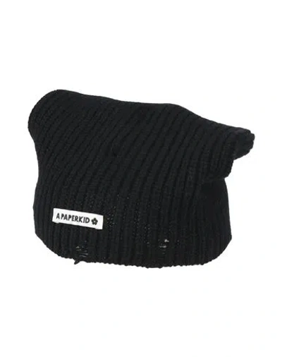 A Paper Kid Man Hat Black Size Onesize Merino Wool, Cashmere