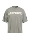 A Paper Kid Man T-shirt Sage Green Size M Cotton In Gray