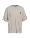 A Paper Kid Cotton Crew-neck T-shirt With Back Print In Grey