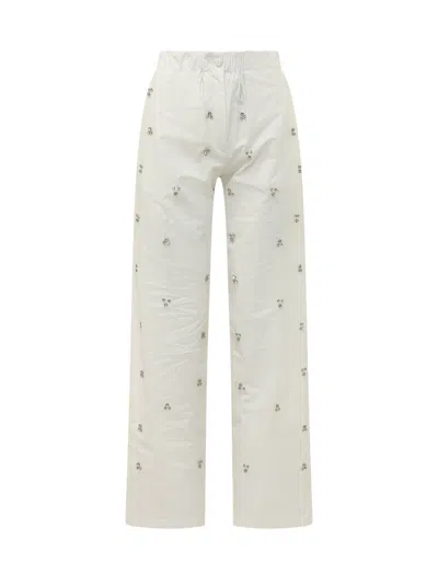 A Paper Kid Mini Paint Trousers With Waist Tie And Unique Details In White