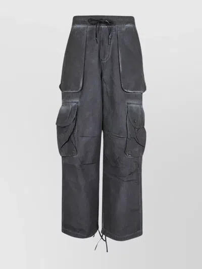 A Paper Kid Nylon Pants Cropped Multiple Pockets In Gray