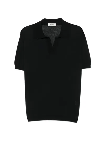 A Paper Kid Open-collar T-shirt In Black