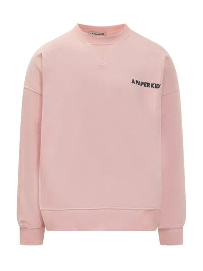 A Paper Kid Oversize Sweatshirt With Print In Pink