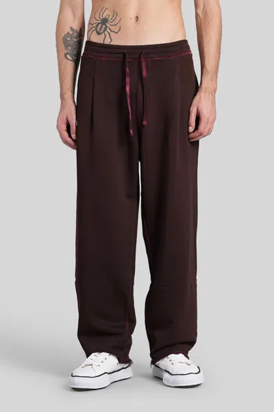 A Paper Kid Pants In Bordeaux Cotton In Burgundy