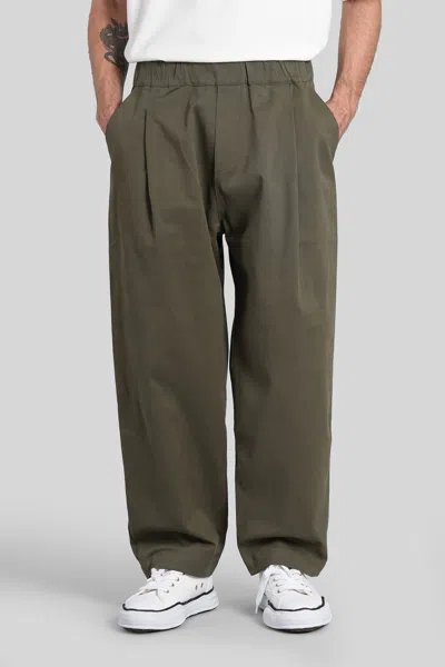 A Paper Kid Pants In Green Cotton In Animal Print