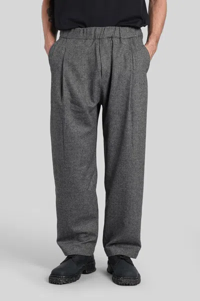 A Paper Kid Pants In Grey Polyester In Gray