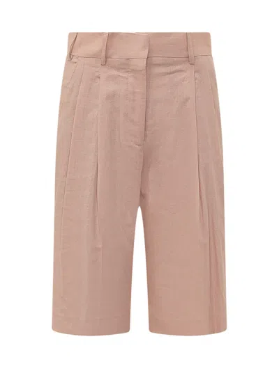 A Paper Kid Pink Solid Pleated Shorts
