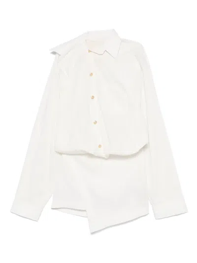 A Paper Kid Pinstriped Mini Dress In White