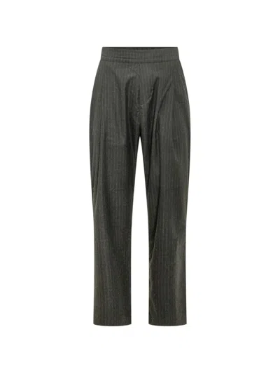 A Paper Kid Pinstripe-pattern Pleated Trousers In Gray