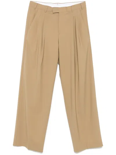 A Paper Kid Pleat-detailing Trousers In Brown