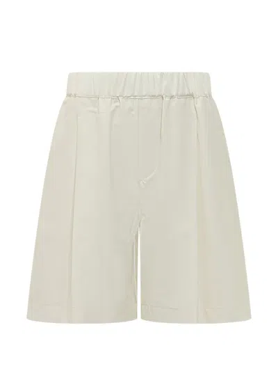 A Paper Kid Pleated Bermuda Shorts In White