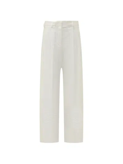 A Paper Kid Pleated Linen-trousers In White