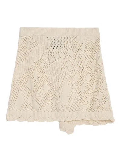 A Paper Kid Pointelle-knit Skirt