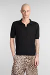 A Paper Kid Classic Black Casual Polo With Subtle Sheen In Black