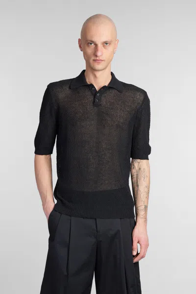 A Paper Kid Classic Black Casual Polo With Subtle Sheen