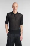 A Paper Kid Classic Black Casual Polo With Subtle Sheen In Black