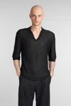 A Paper Kid Polo In Black Polyester In Black
