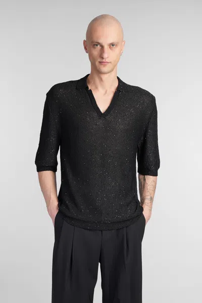 A Paper Kid Polo In Black Polyester