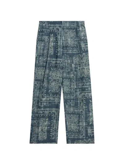 A Paper Kid Popeline Paisley Trousers In Blue