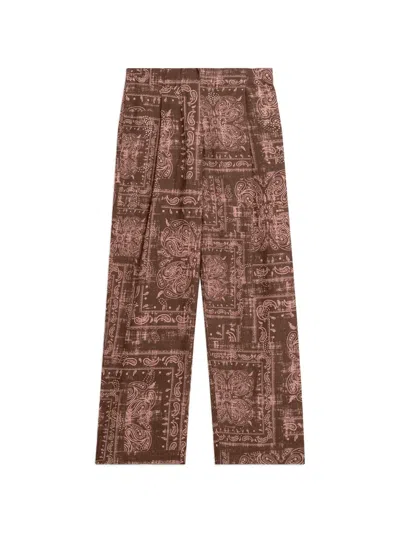 A Paper Kid Poplin Patterned Trousers In Brown